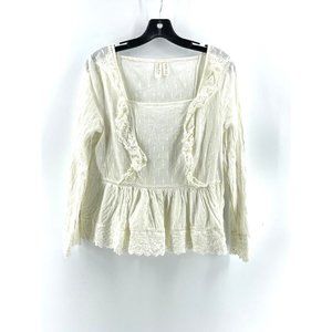Anthropology Meadow Rue Women's Long Sleeve Crochet Boho Shirt Top Size Small